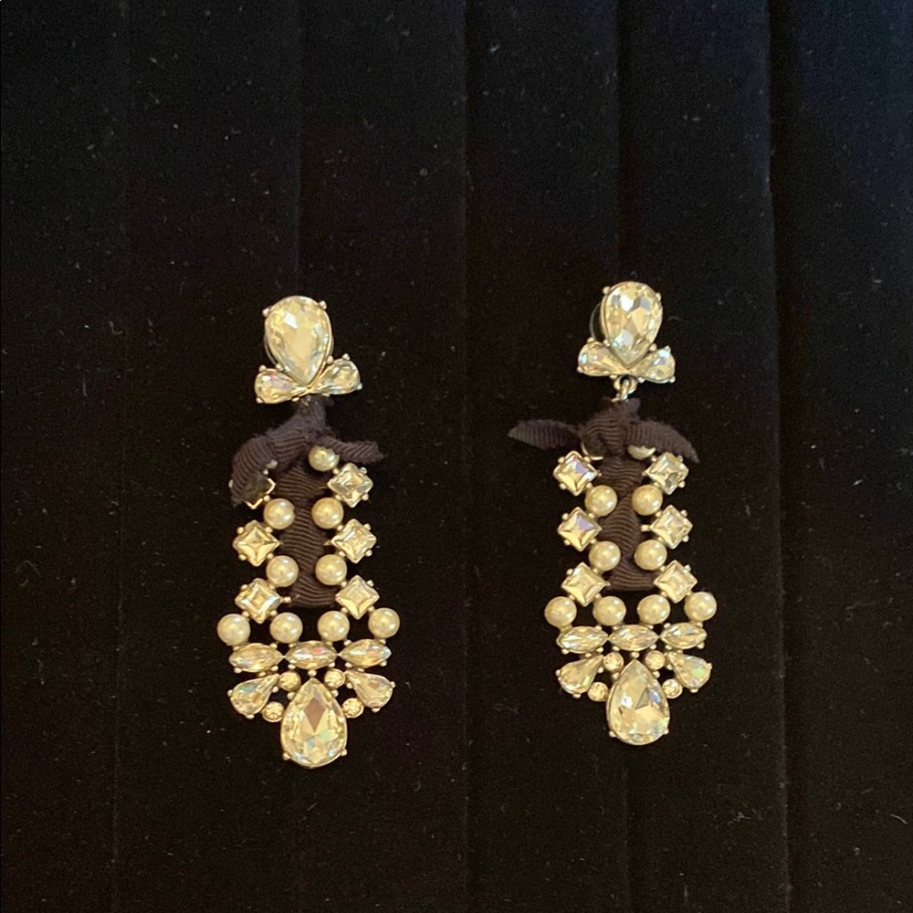 Banana Republic Silver Drop Earrings with Crystal Cascade